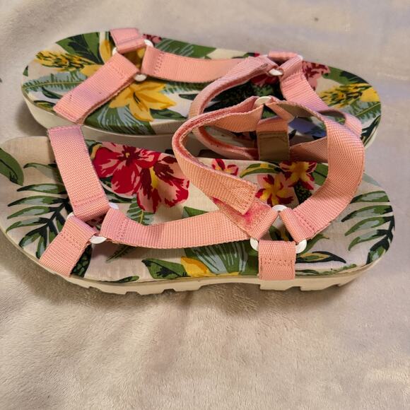 Charles David Pink Platform Chunky Sandals sz 7.5 strappy tropical beach - Picture 2 of 6
